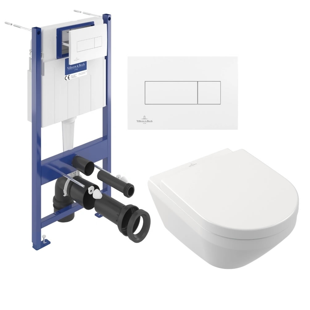 Cutout image of Villeroy & Boch Architectura TwistFlush Toilet, ViConnect Frame & White Flush Plate